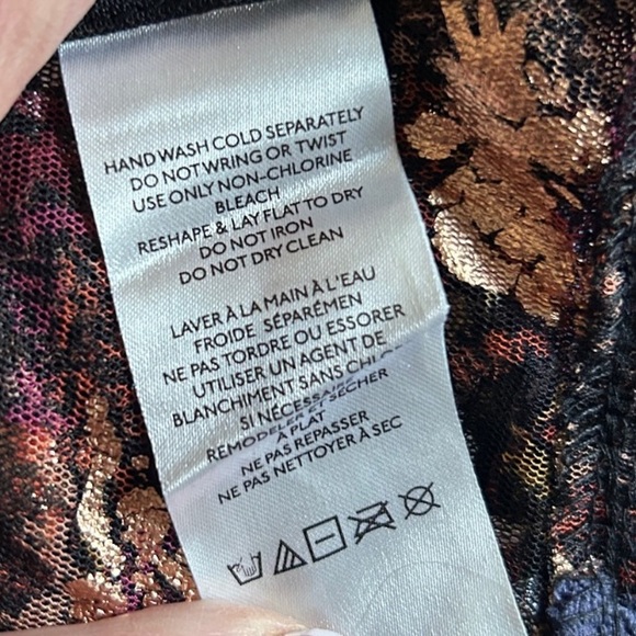 Free People Camille Top Black Embellished Blouse Black Purple Gold Sparkle XS - Picture 12 of 14